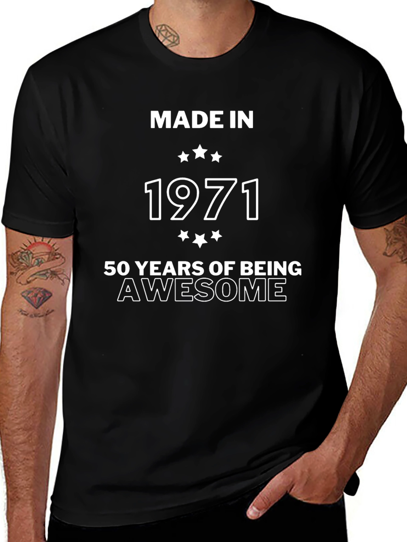 Made in 1971 50 Years of Being Awesome Black T-Shirt