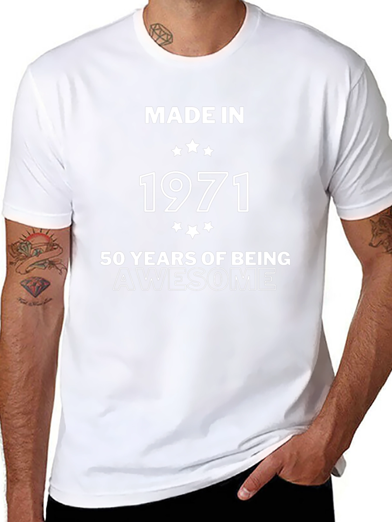 Made in 1971 50 Years of Being Awesome Black T-Shirt