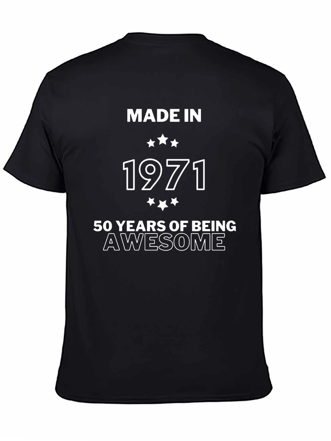 Made in 1971 50 Years of Being Awesome Black T-Shirt