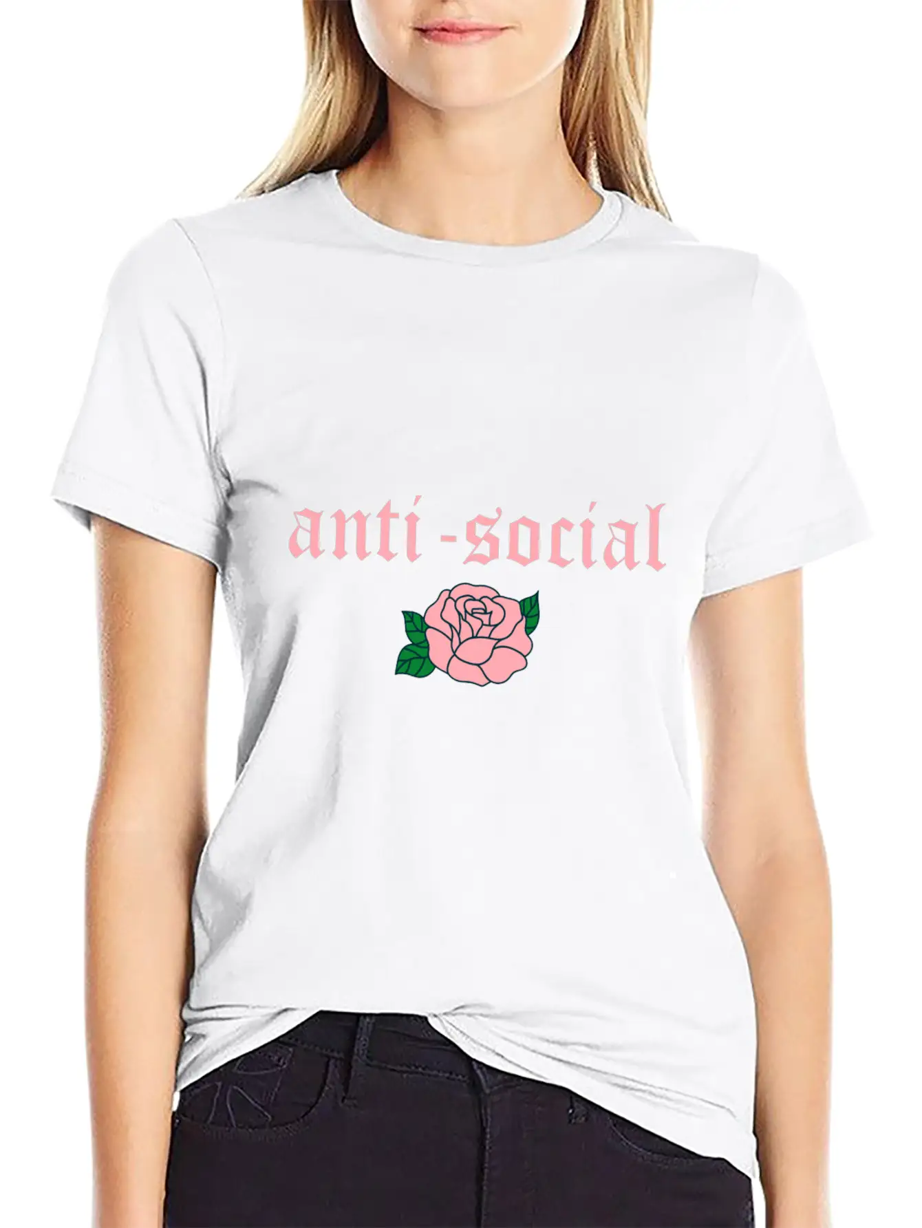 Anti Social Rose Soft Grunge Teen E-girl Gift Timeless Short Sleeve Tee – Comfy And Minimalist Design