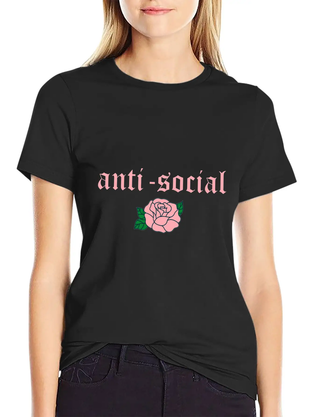 Anti Social Rose Soft Grunge Teen E-girl Gift Timeless Short Sleeve Tee – Comfy And Minimalist Design