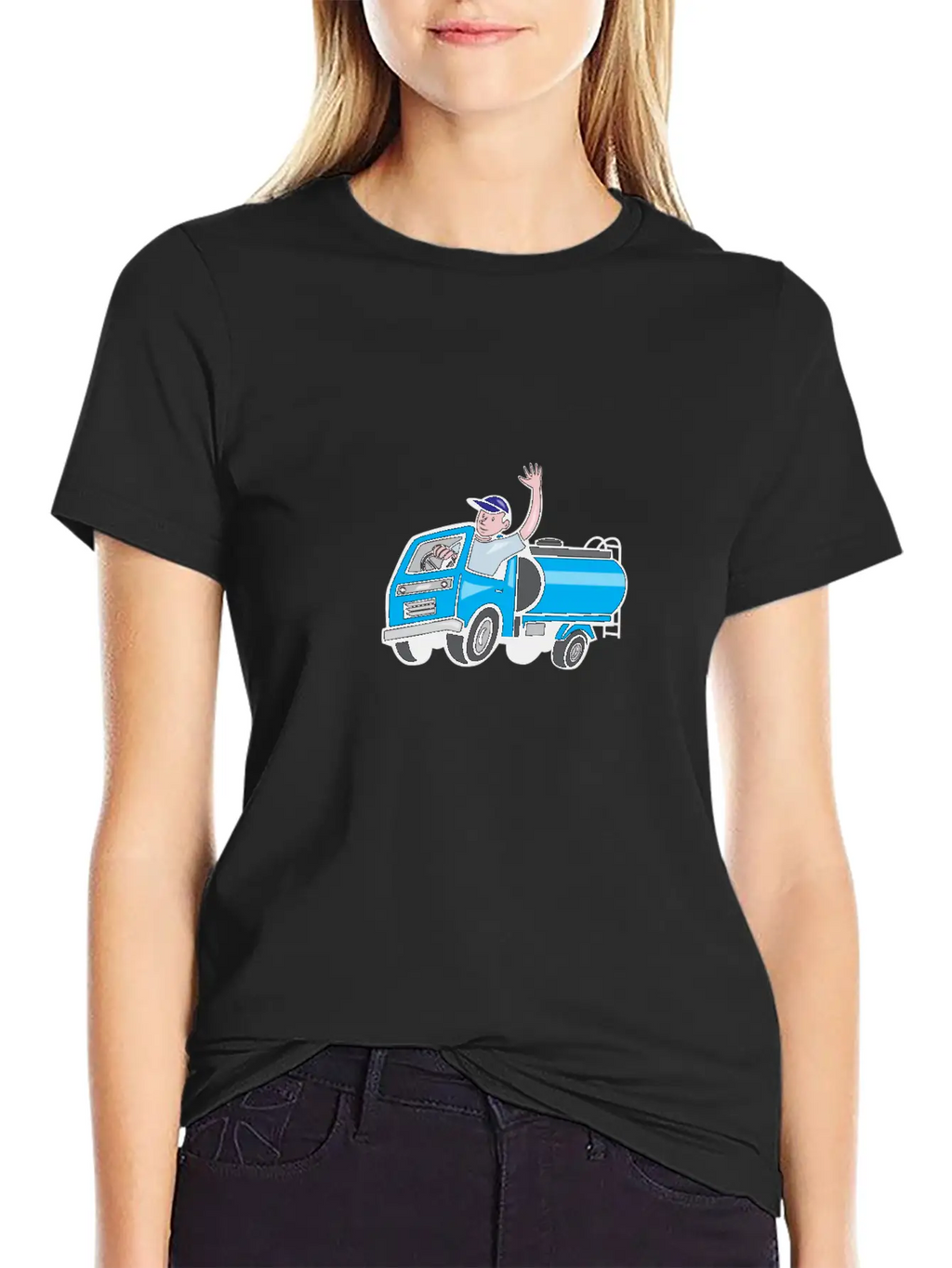 Baby Tanker Truck Driver Waving Cartoon Modern Fit Casual T-Shirt – Clean And Versatile Design