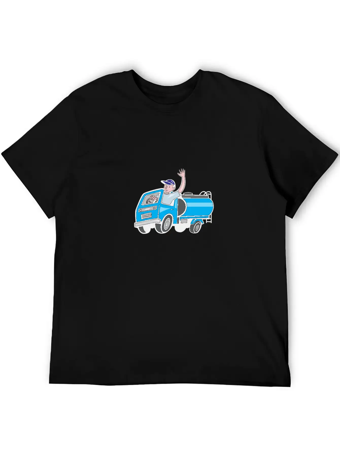 Baby Tanker Truck Driver Waving Cartoon Modern Fit Casual T-Shirt – Clean And Versatile Design
