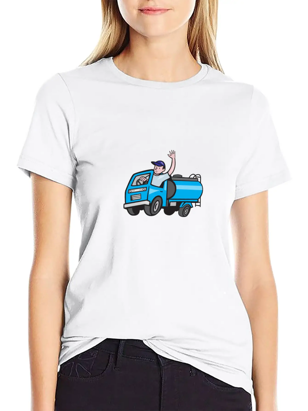 Baby Tanker Truck Driver Waving Cartoon Modern Fit Casual T-Shirt – Clean And Versatile Design