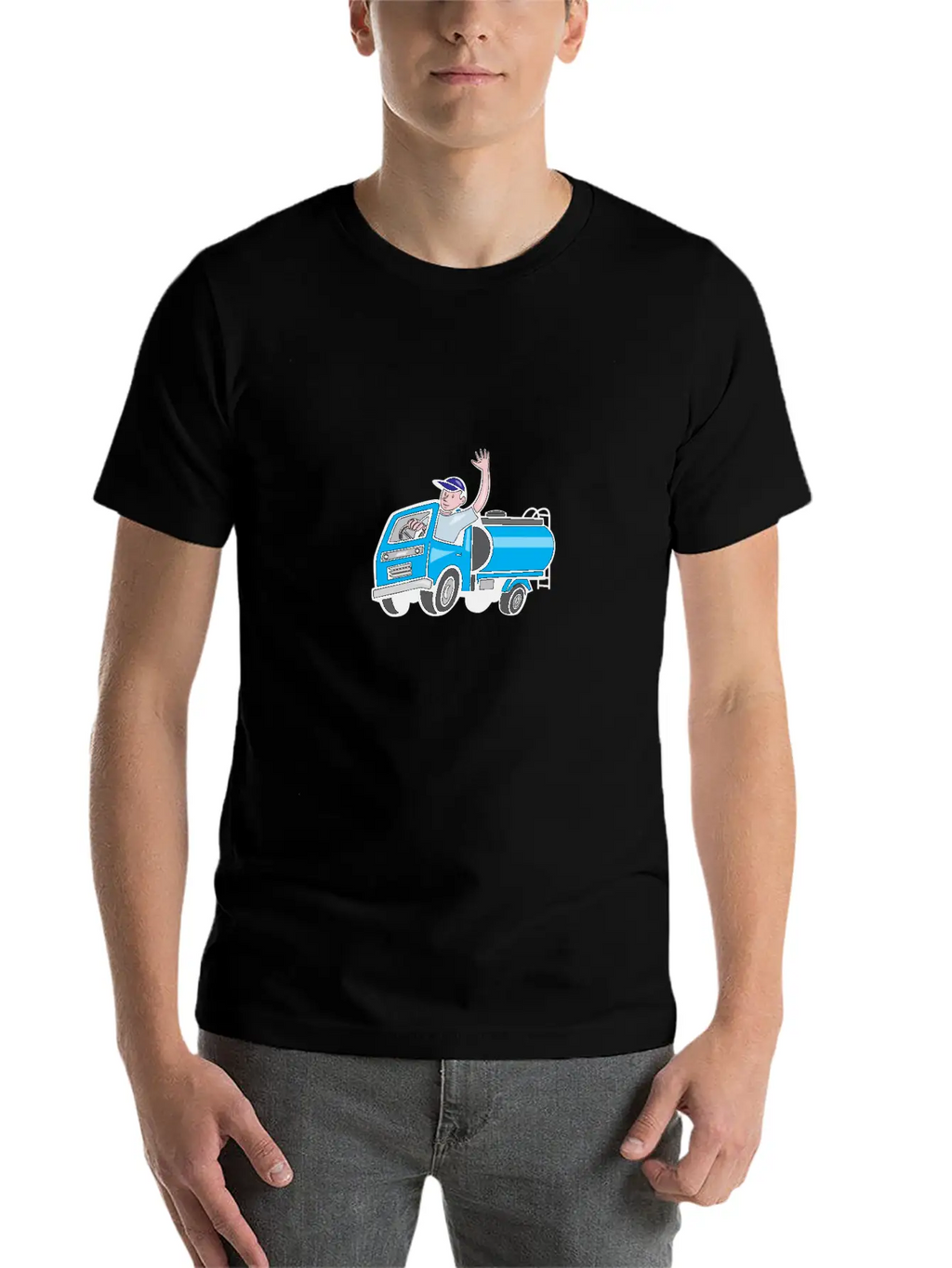 Baby Tanker Truck Driver Waving Cartoon Modern Fit Casual T-Shirt – Clean And Versatile Design