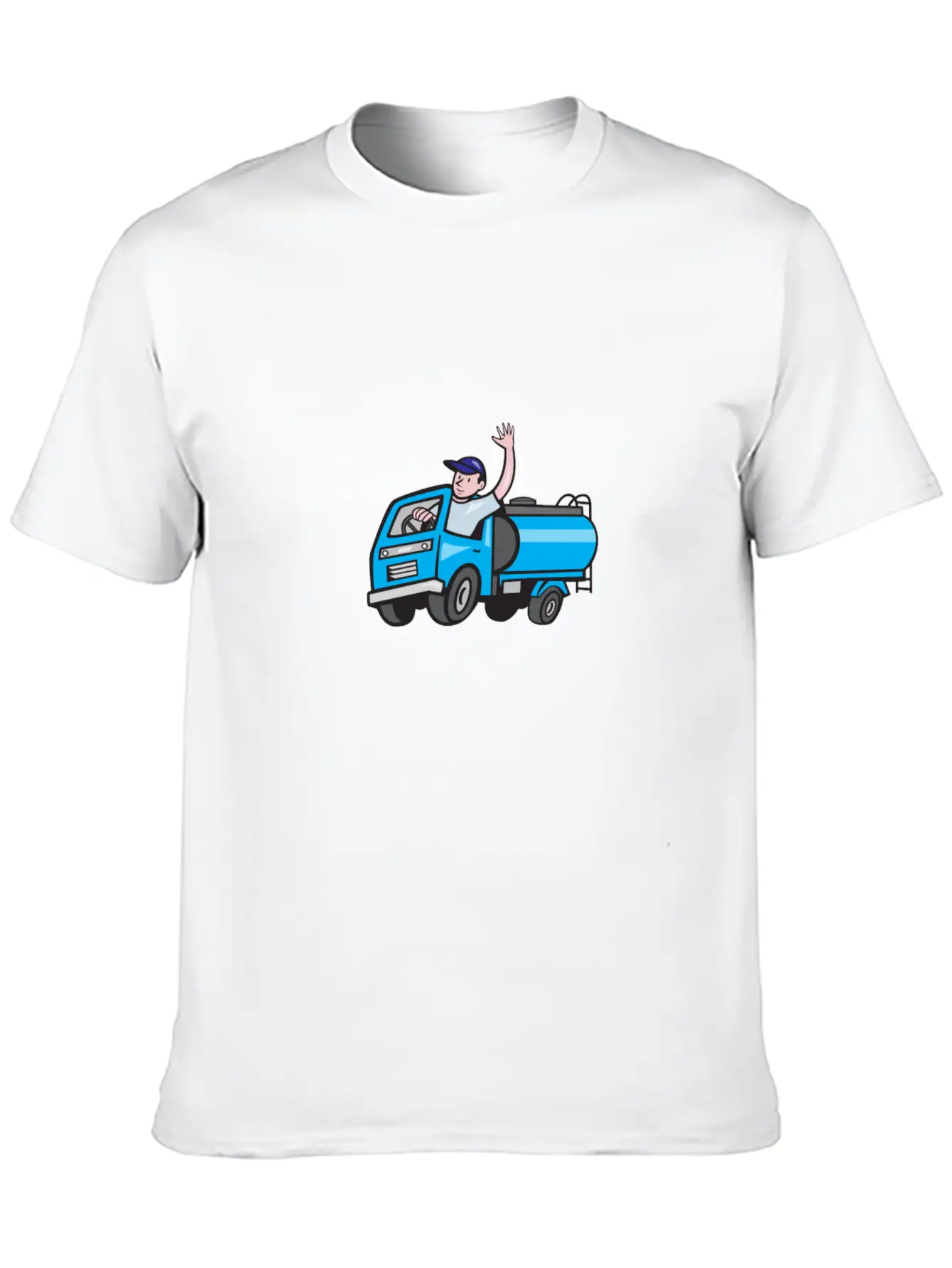 Baby Tanker Truck Driver Waving Cartoon Modern Fit Casual T-Shirt – Clean And Versatile Design