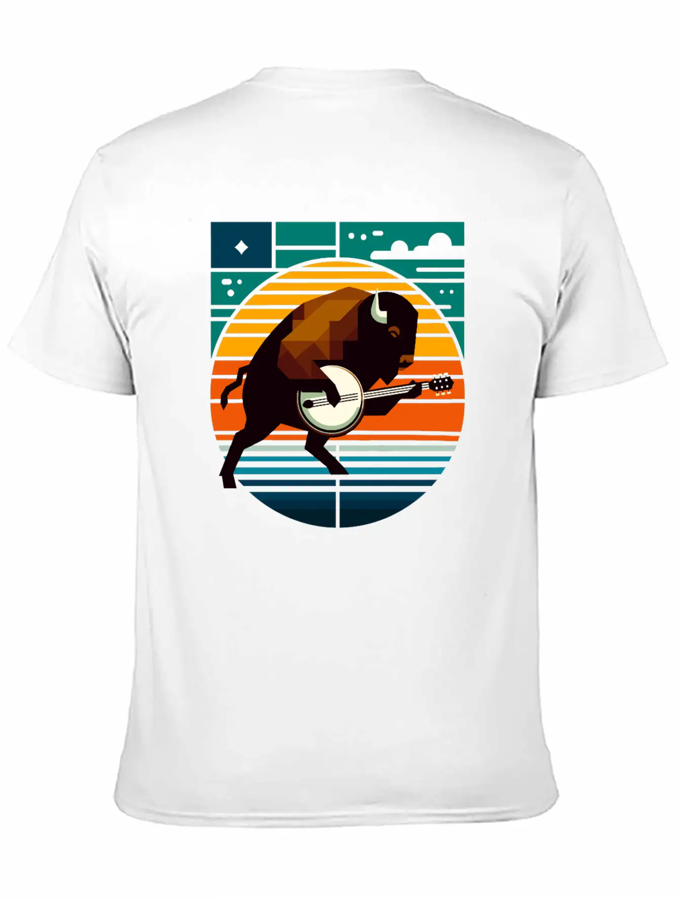 Banjo Bison Geometric Modern Fit Casual T-Shirt – Clean And Versatile Design