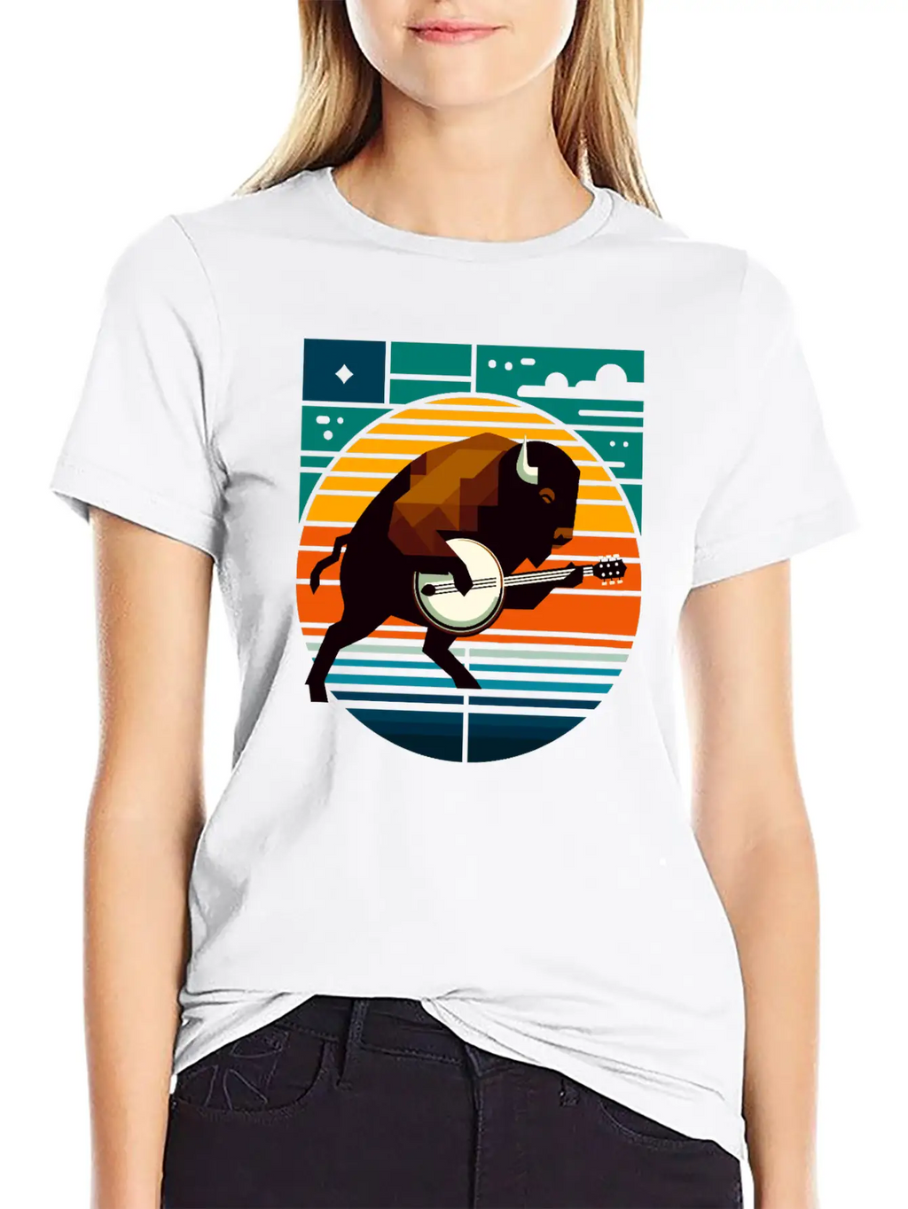 Banjo Bison Geometric Modern Fit Casual T-Shirt – Clean And Versatile Design