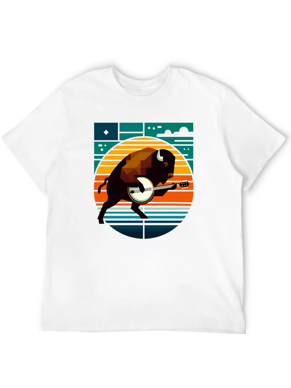 Banjo Bison Geometric Modern Fit Casual T-Shirt – Clean And Versatile Design