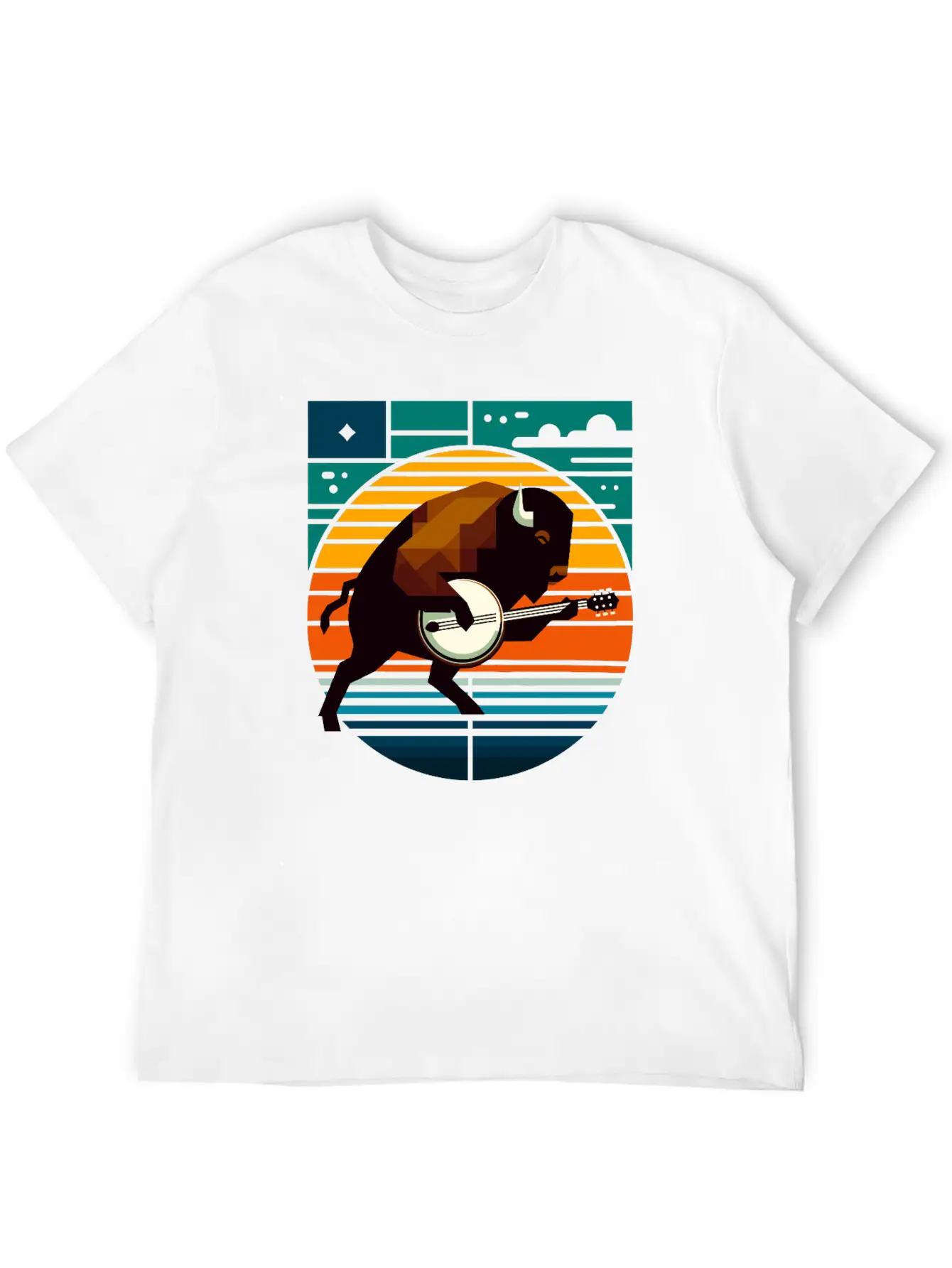 Banjo Bison Geometric Modern Fit Casual T-Shirt – Clean And Versatile Design