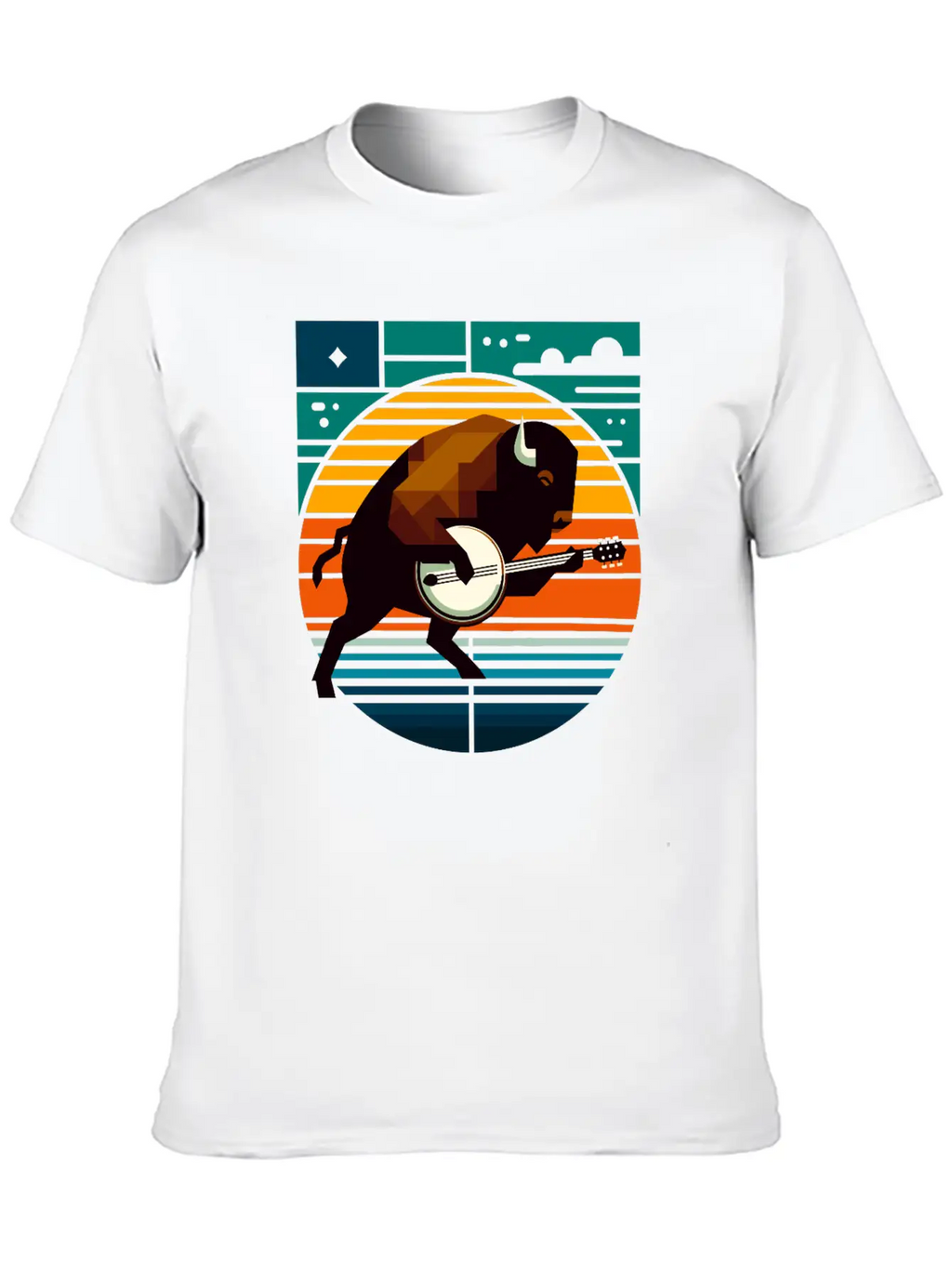 Banjo Bison Geometric Modern Fit Casual T-Shirt – Clean And Versatile Design