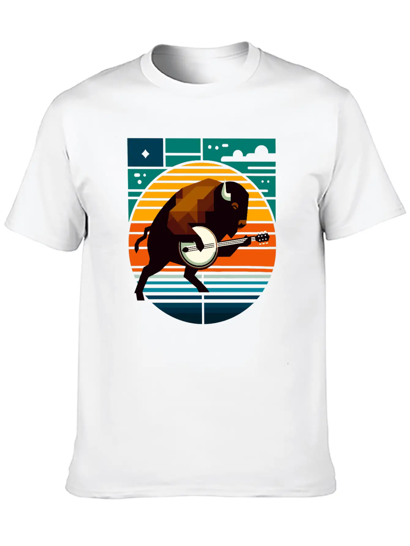 Banjo Bison Geometric Modern Fit Casual T-Shirt – Clean And Versatile Design