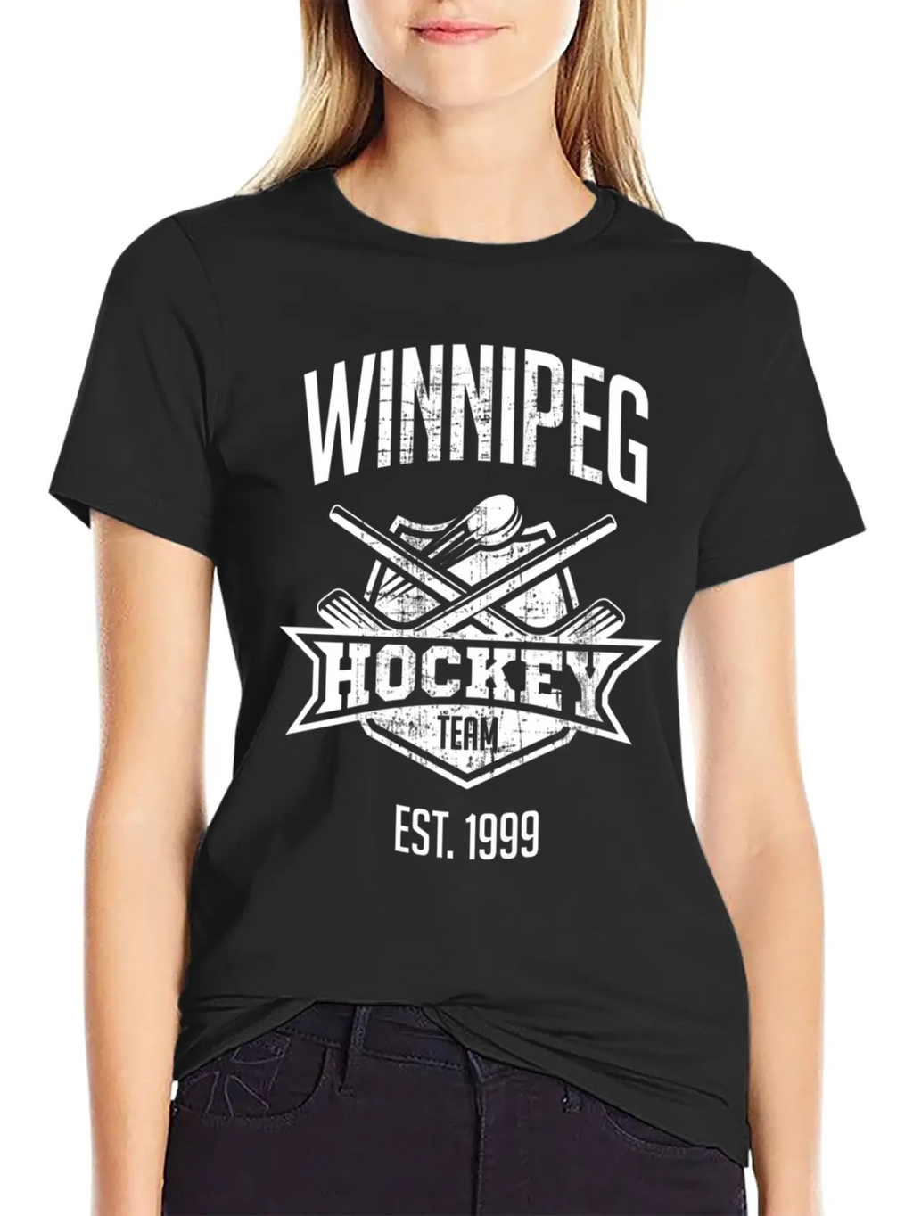 Distressed Jet Stic Puck Party Gameday Fan Timeless Short Sleeve Tee – Comfy And Minimalist Design