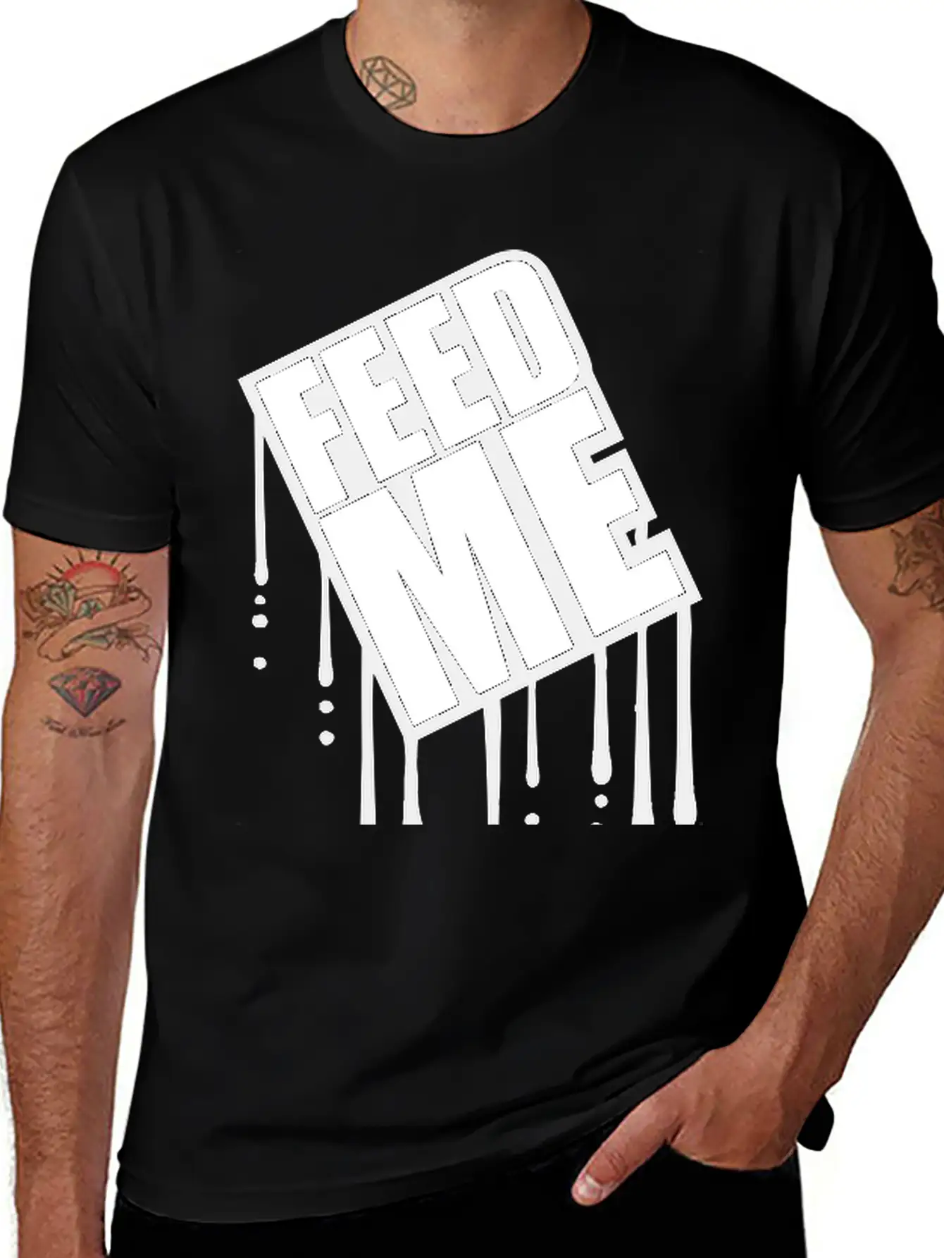 Feed Me Graffiti Drop Stamp Overweight Fat Fat Log Essential Unisex Summer Tee – Soft Cotton Casual Fit