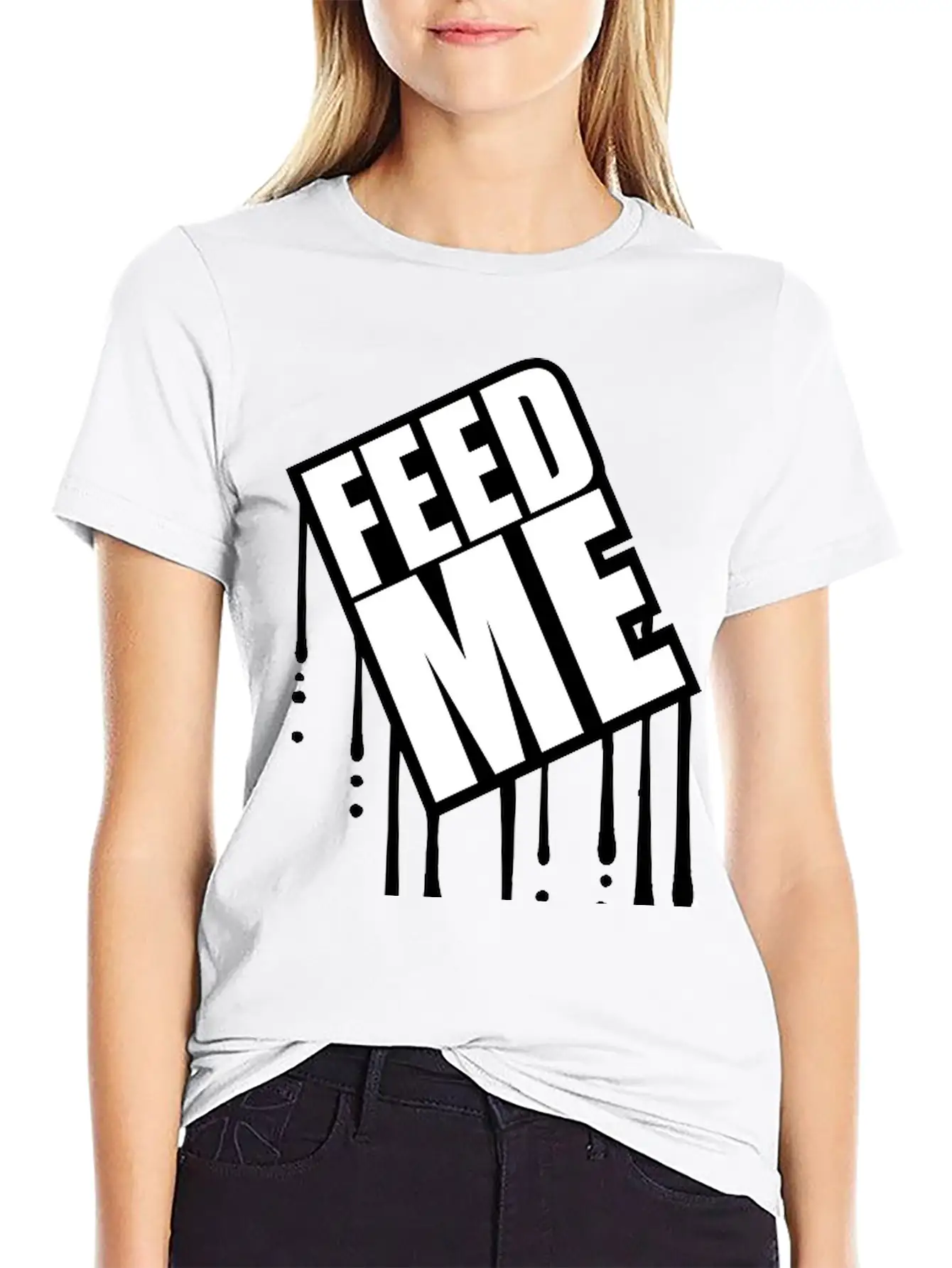 Feed Me Graffiti Drop Stamp Overweight Fat Fat Log Essential Unisex Summer Tee – Soft Cotton Casual Fit