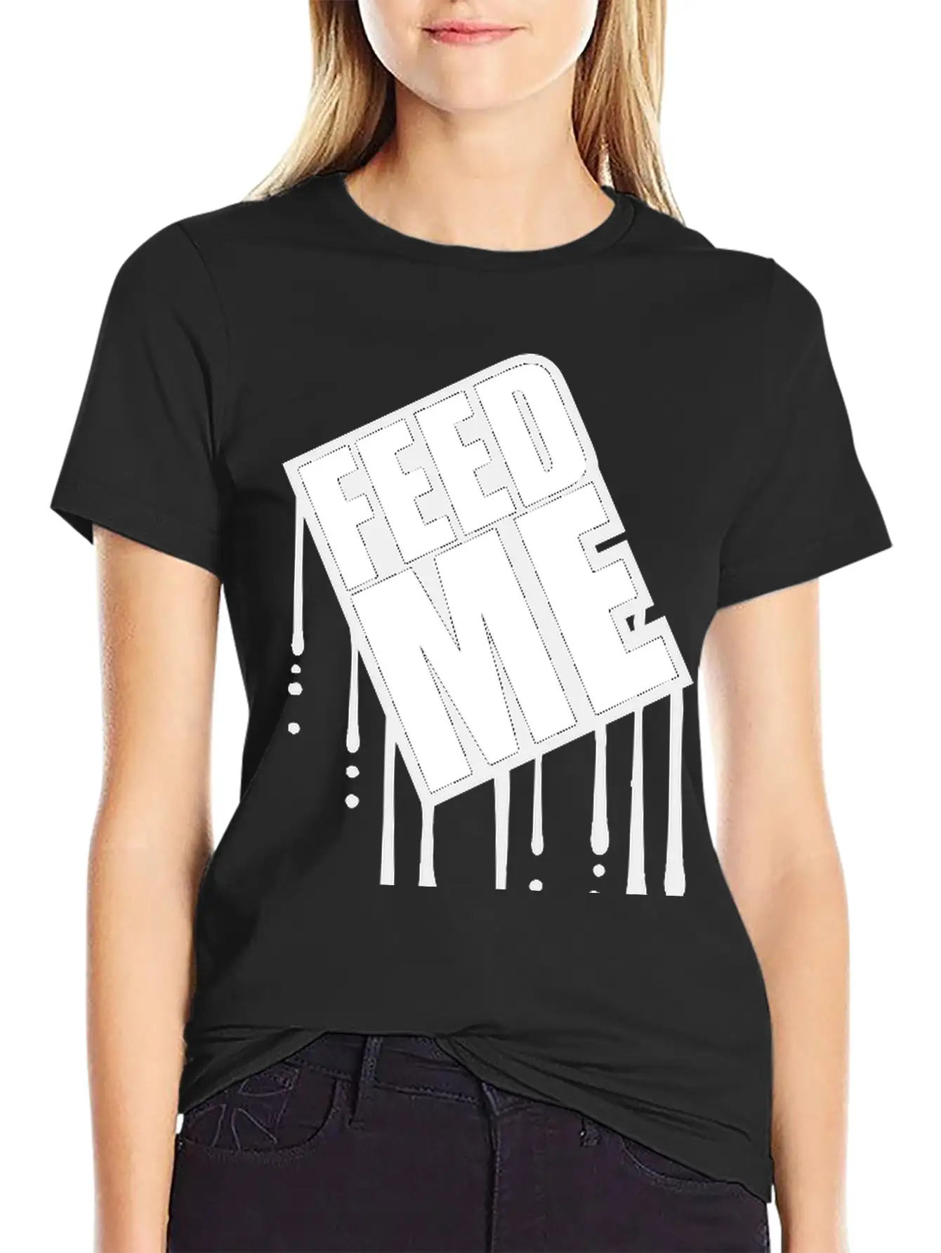 Feed Me Graffiti Drop Stamp Overweight Fat Fat Log Essential Unisex Summer Tee – Soft Cotton Casual Fit