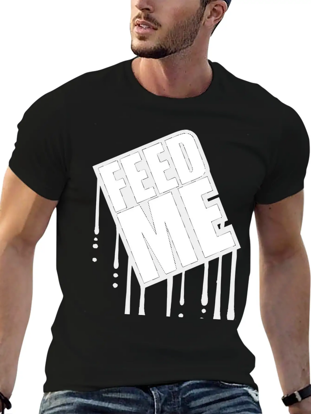 Feed Me Graffiti Drop Stamp Overweight Fat Fat Log Essential Unisex Summer Tee – Soft Cotton Casual Fit