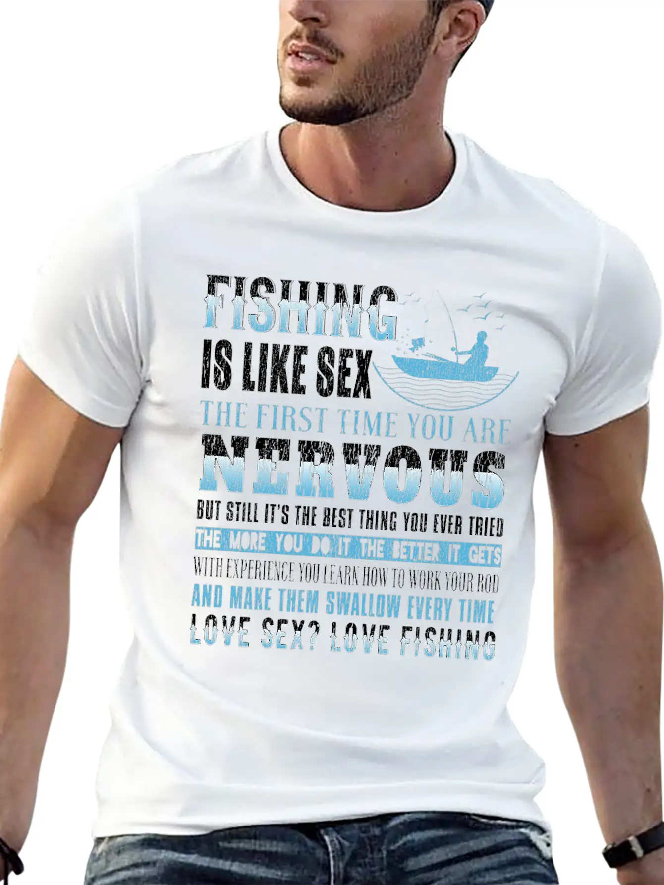 Fishing Fish Fisherman Fishing Rod Fish Hook Gift Modern Fit Casual T-Shirt – Clean And Versatile Design