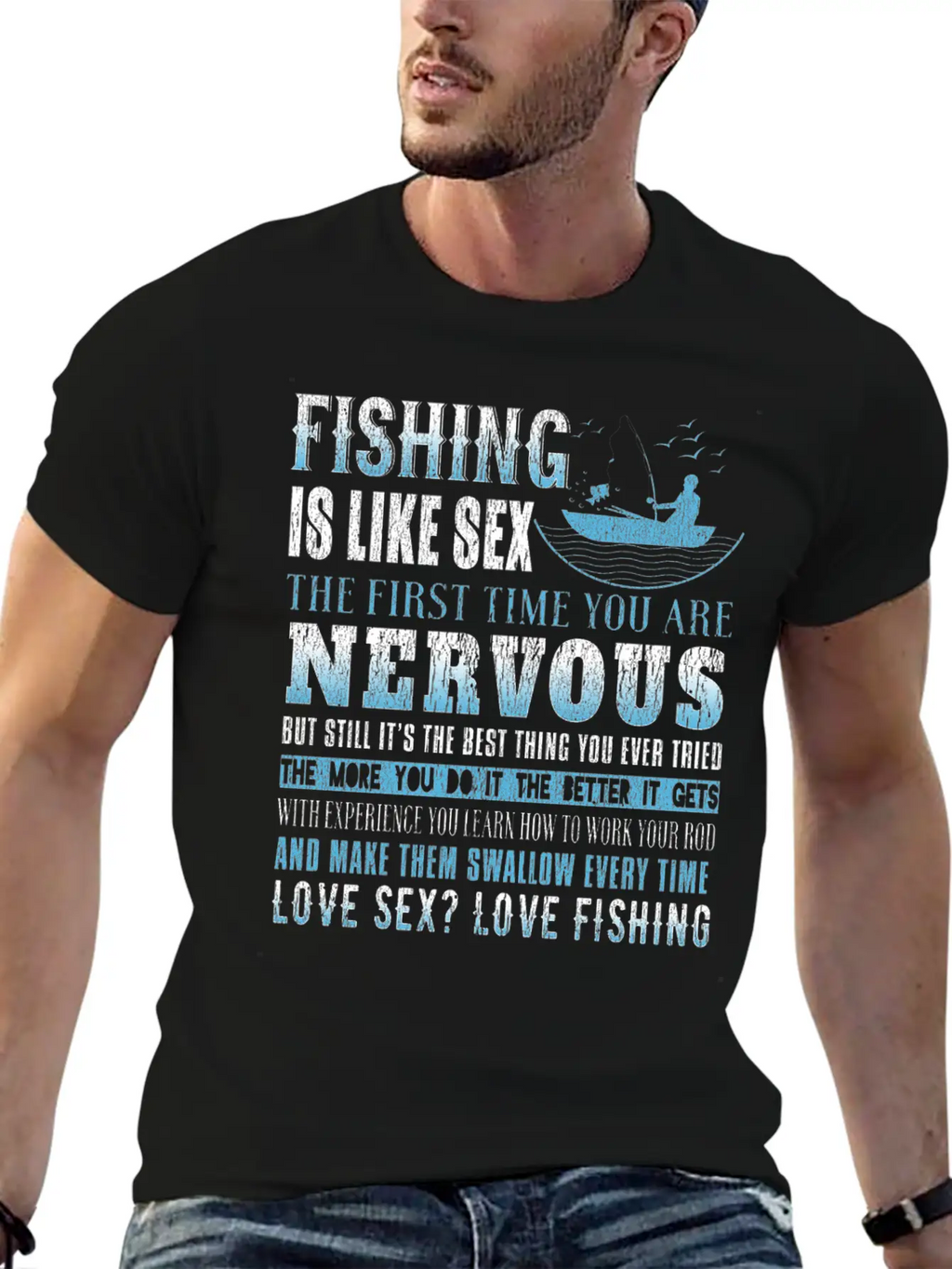 Fishing Fish Fisherman Fishing Rod Fish Hook Gift Modern Fit Casual T-Shirt – Clean And Versatile Design