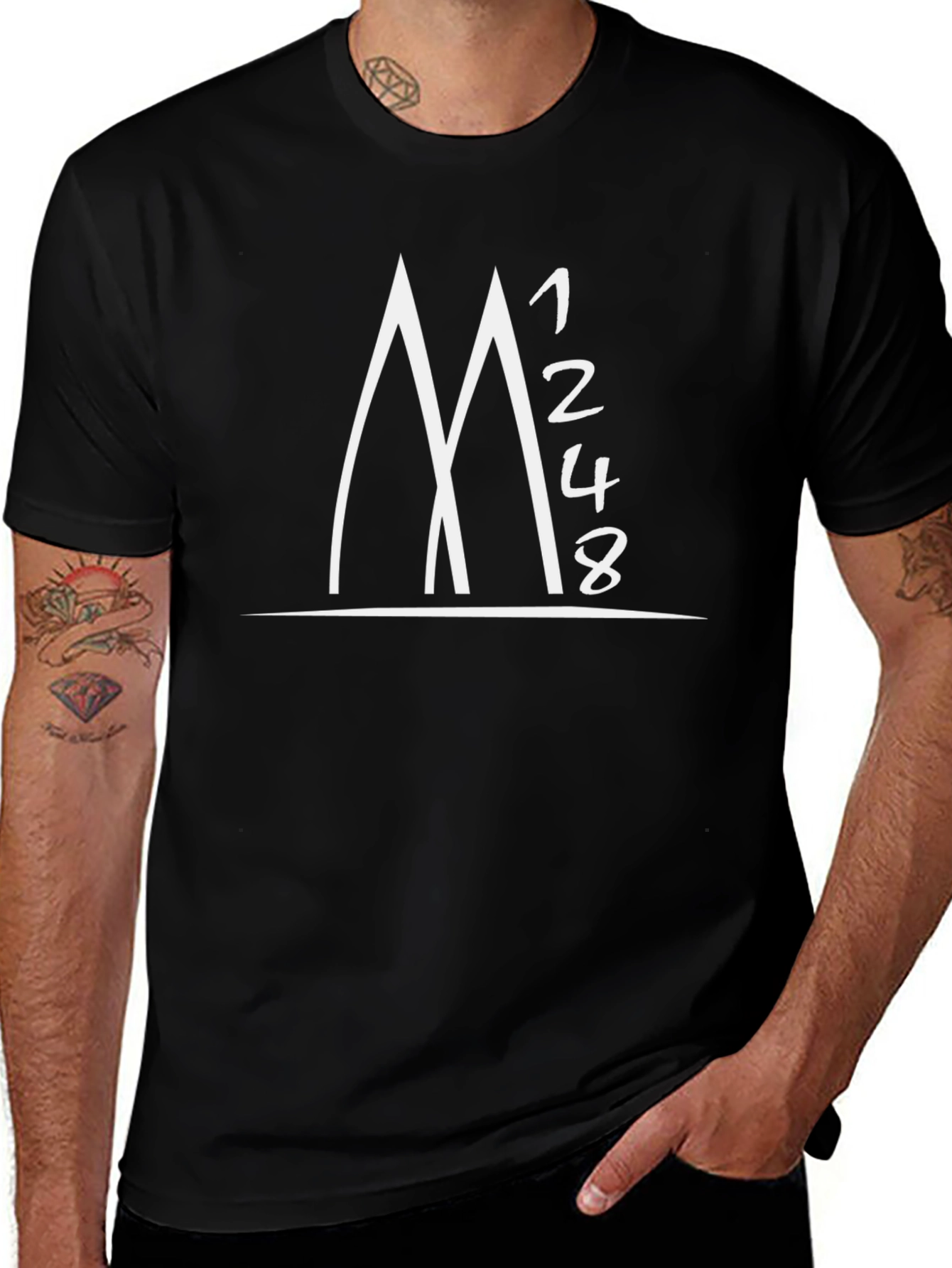 1248 Mountain Graphic Tee - Black Cotton T-Shirt