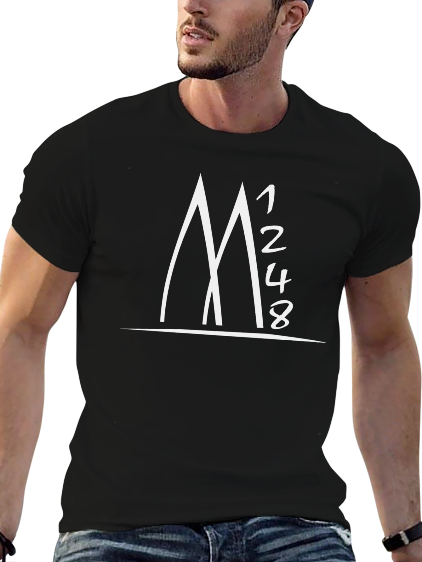 1248 Mountain Graphic Tee - Black Cotton T-Shirt