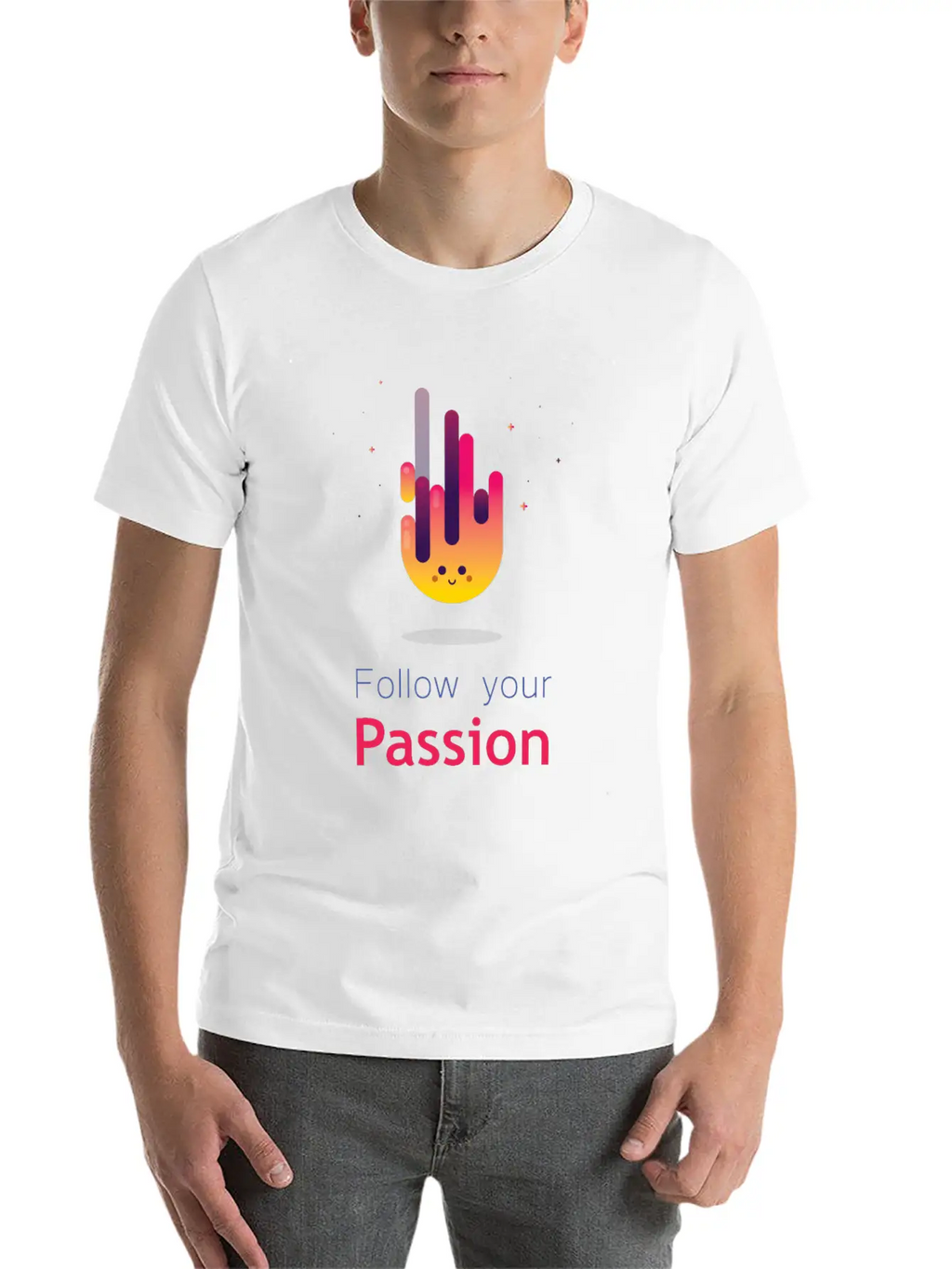 "Follow Your Passion" Cute Fire Inspirational Classic Fit Graphic Tee For Daily Comfort – Unisex Cotton Shirt