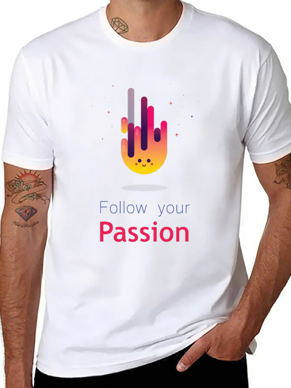 "Follow Your Passion" Cute Fire Inspirational Classic Fit Graphic Tee For Daily Comfort – Unisex Cotton Shirt