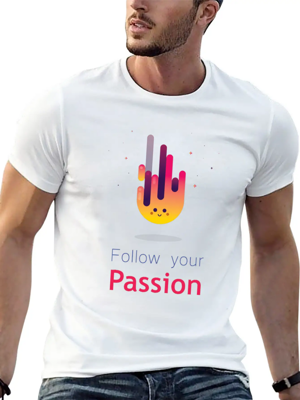 "Follow Your Passion" Cute Fire Inspirational Classic Fit Graphic Tee For Daily Comfort – Unisex Cotton Shirt