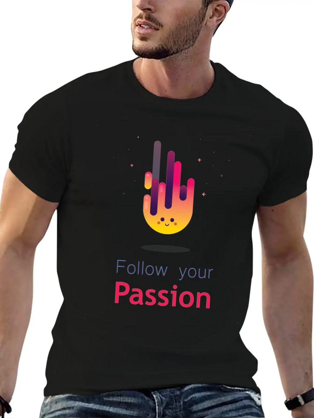 "Follow Your Passion" Cute Fire Inspirational Classic Fit Graphic Tee For Daily Comfort – Unisex Cotton Shirt