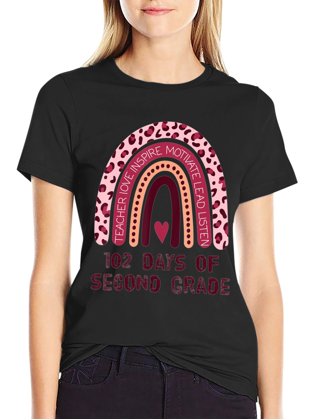 102 Days Second Grade Rainbow Teacher T-Shirt
