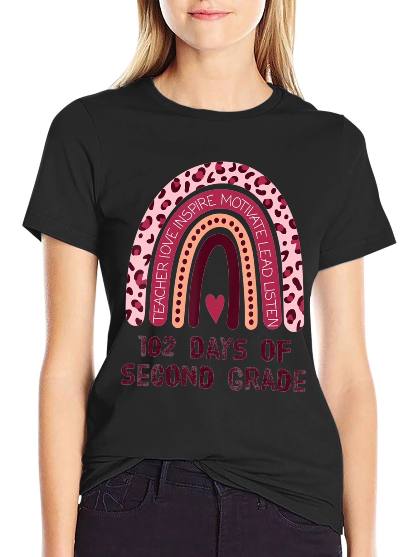 102 Days Second Grade Rainbow Teacher T-Shirt