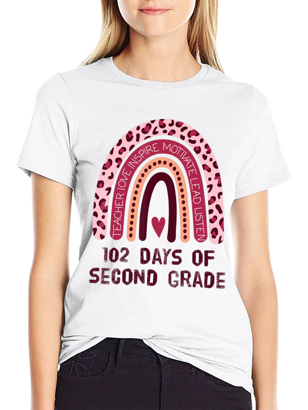 102 Days Second Grade Rainbow Teacher T-Shirt
