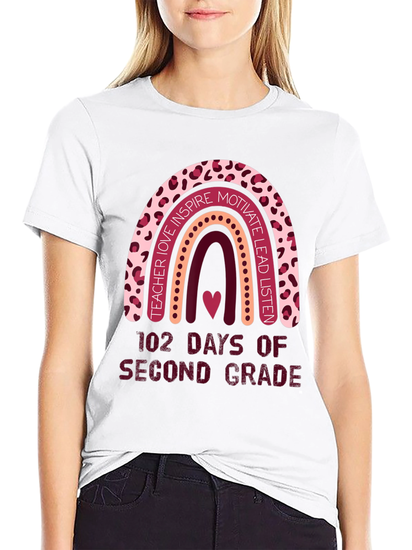102 Days Second Grade Rainbow Teacher T-Shirt