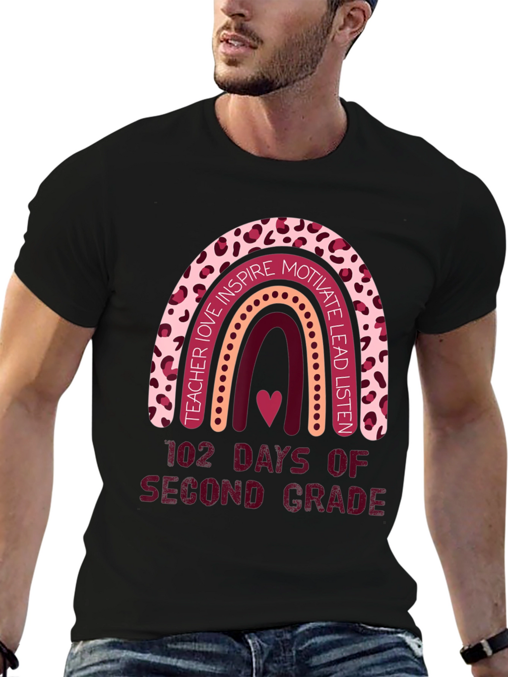 102 Days Second Grade Rainbow Teacher T-Shirt