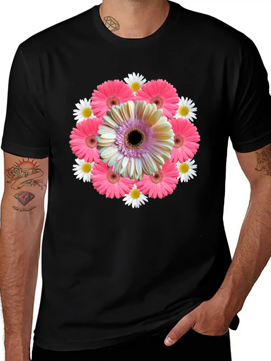 Gerbera Blossom Flower Daisies Flowery Blooms Classic Crew Neck Graphic Tee – Everyday Minimal Look