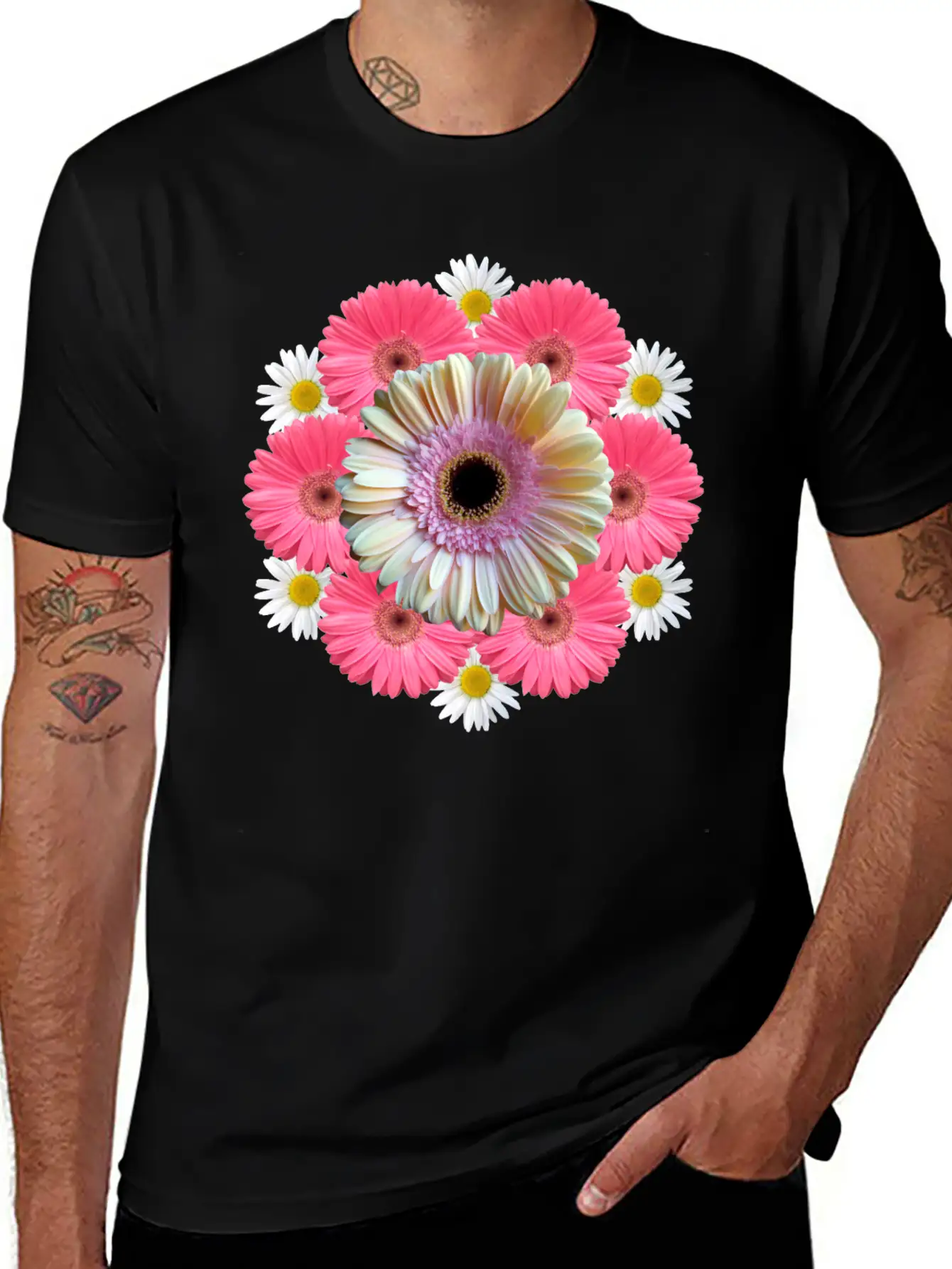 Gerbera Blossom Flower Daisies Flowery Blooms Classic Crew Neck Graphic Tee – Everyday Minimal Look