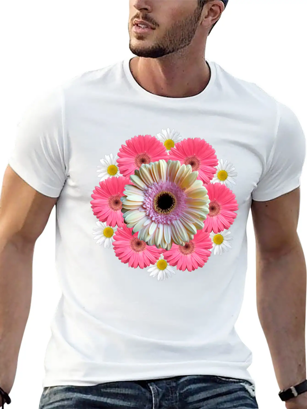 Gerbera Blossom Flower Daisies Flowery Blooms Classic Crew Neck Graphic Tee – Everyday Minimal Look