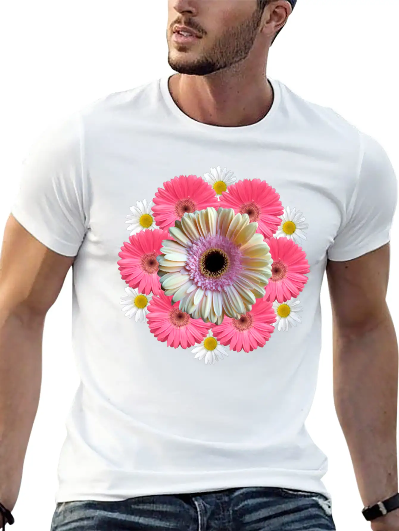 Gerbera Blossom Flower Daisies Flowery Blooms Classic Crew Neck Graphic Tee – Everyday Minimal Look