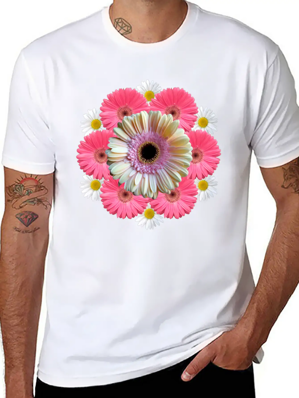 Gerbera Blossom Flower Daisies Flowery Blooms Classic Crew Neck Graphic Tee – Everyday Minimal Look