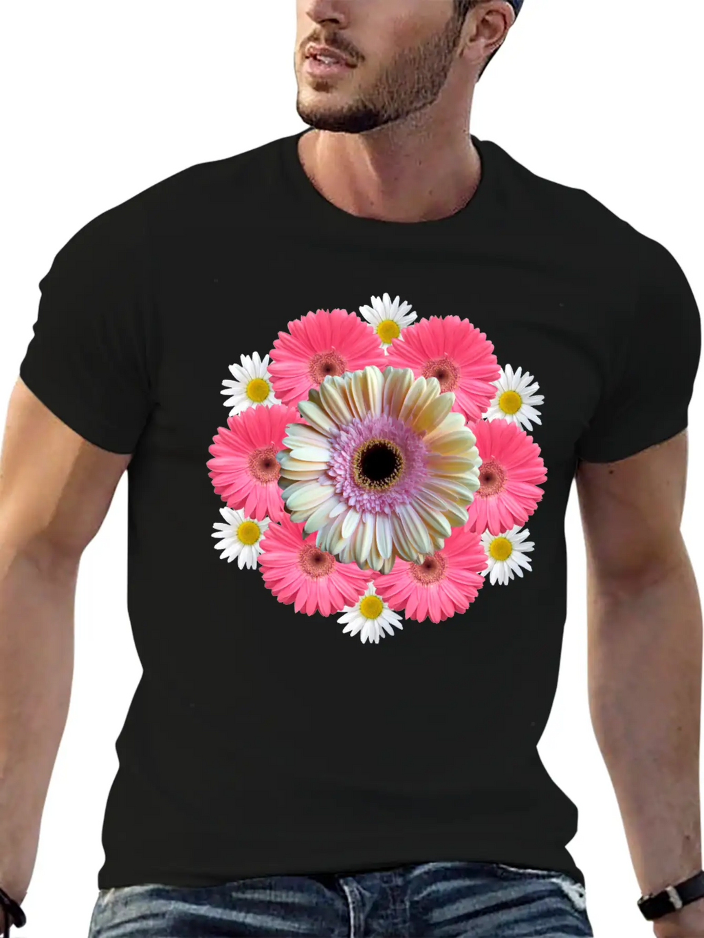Gerbera Blossom Flower Daisies Flowery Blooms Classic Crew Neck Graphic Tee – Everyday Minimal Look