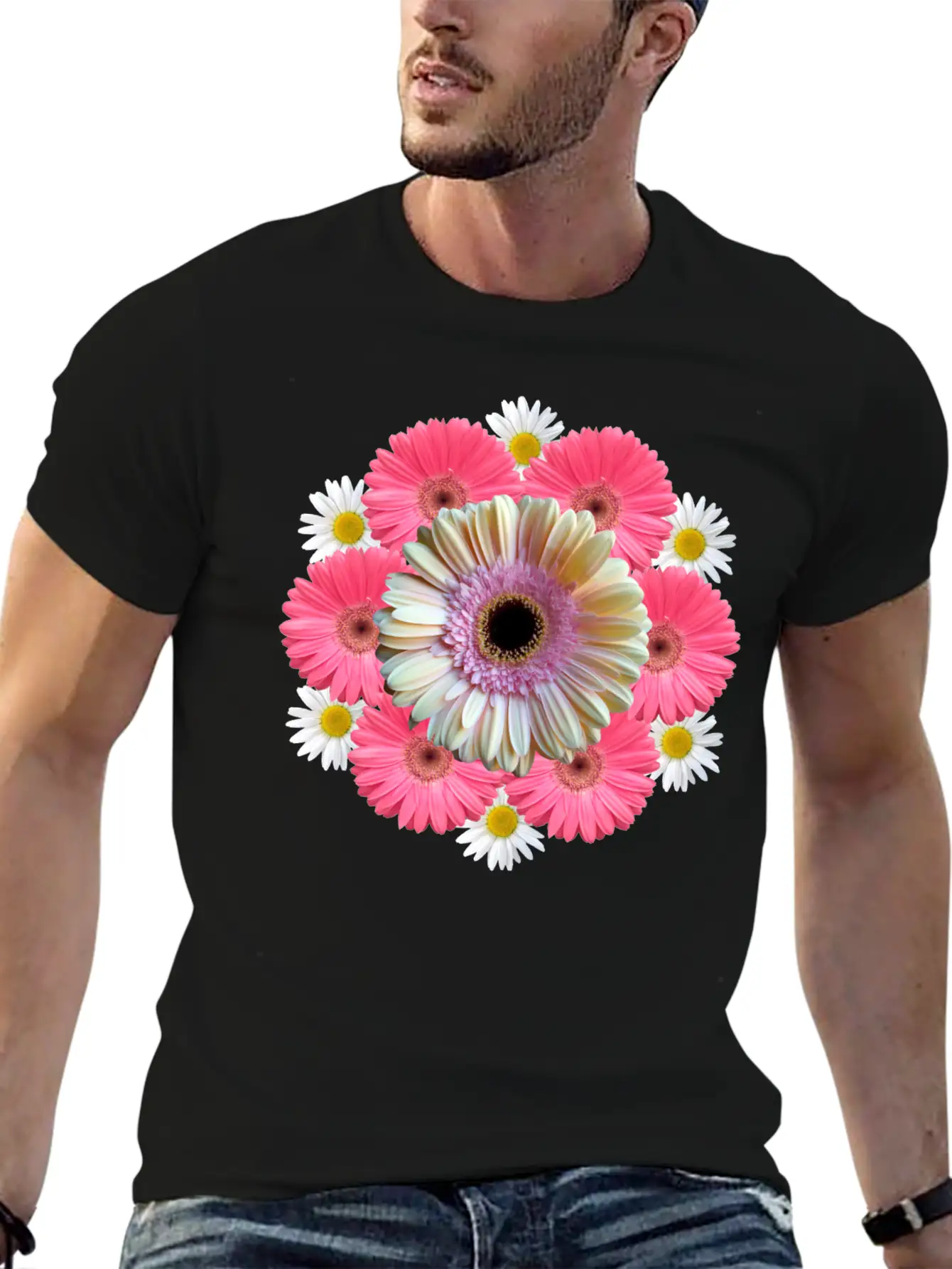 Gerbera Blossom Flower Daisies Flowery Blooms Classic Crew Neck Graphic Tee – Everyday Minimal Look