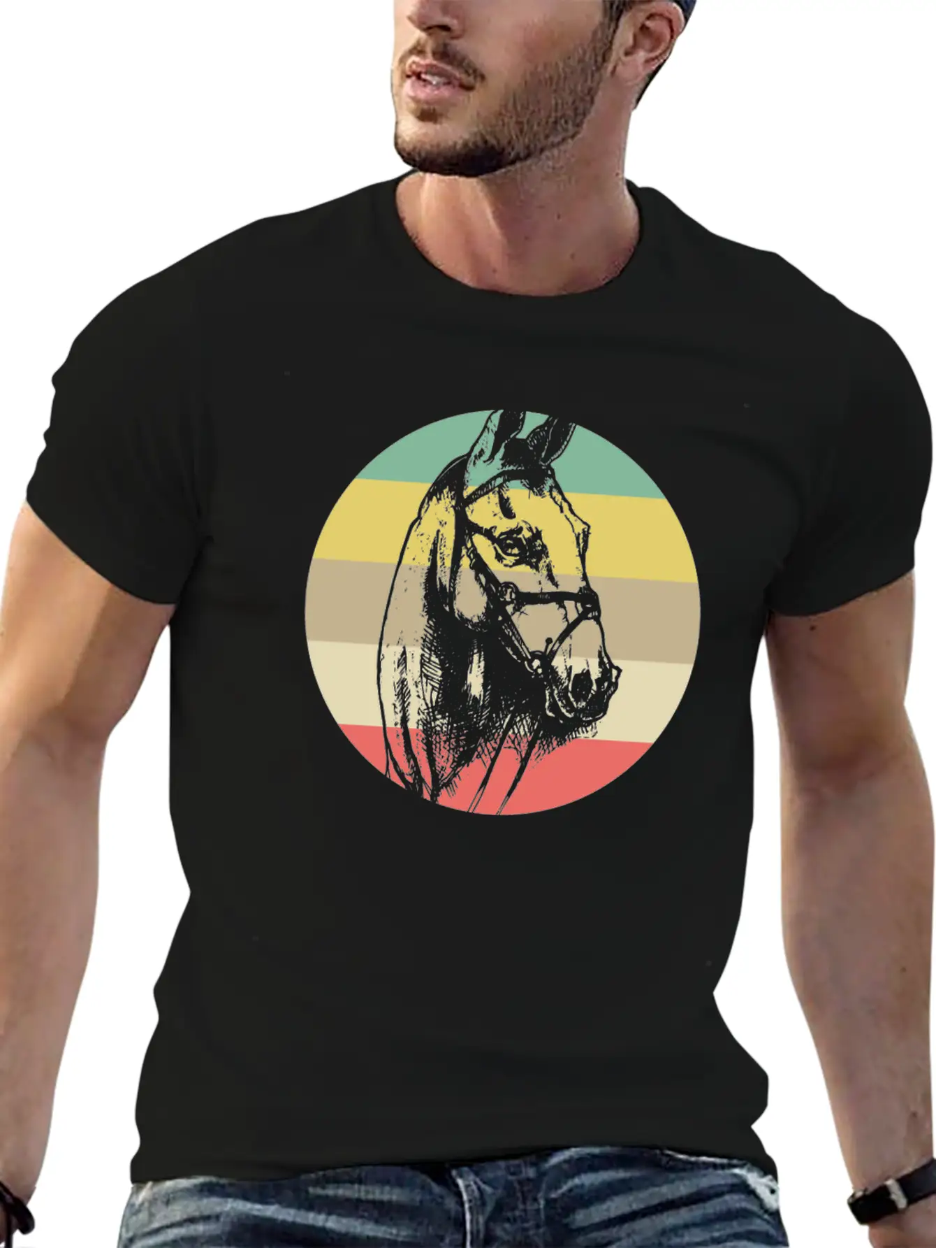 Horse Retro Modern Fit Casual T-Shirt – Clean And Versatile Design