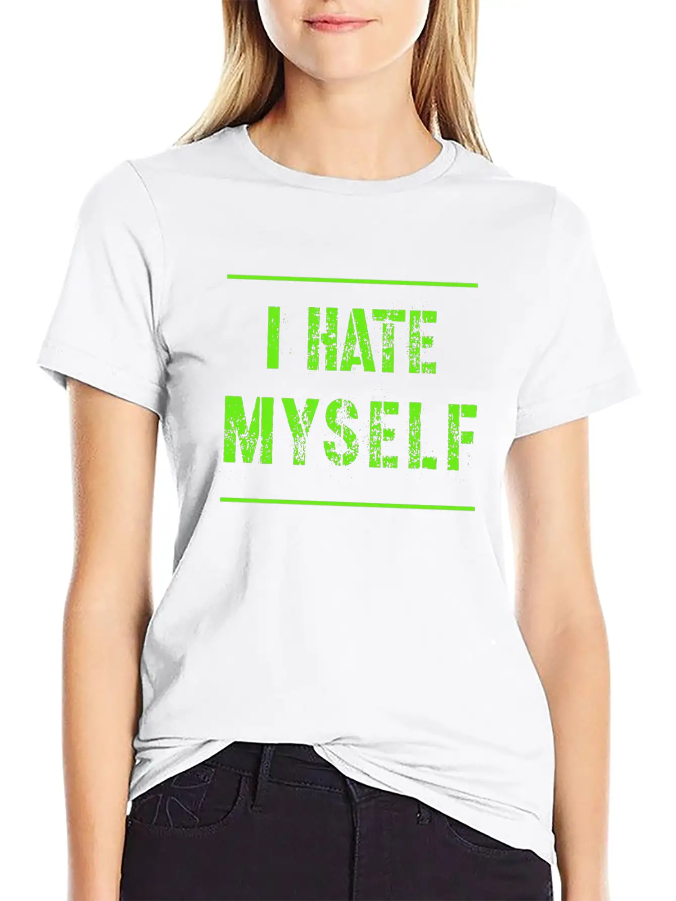 I Hate Myself Hate Cool Slogan Text Gifts Timeless Short Sleeve Tee – Comfy And Minimalist Design