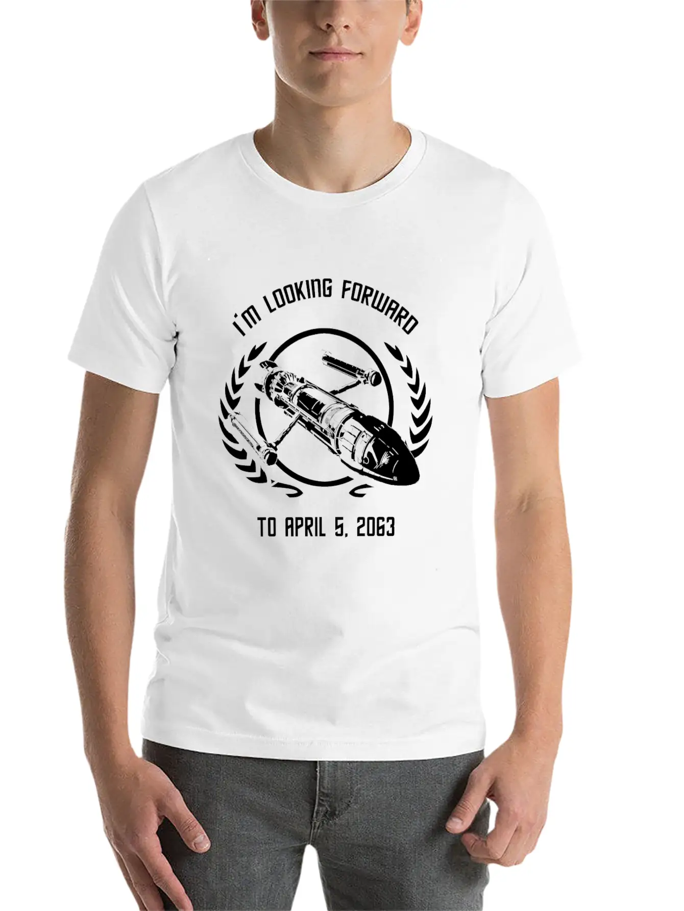 - I'm Looking Forward To April 5, 2063 Simple Everyday Graphic Tee – Lightweight Summer Wear