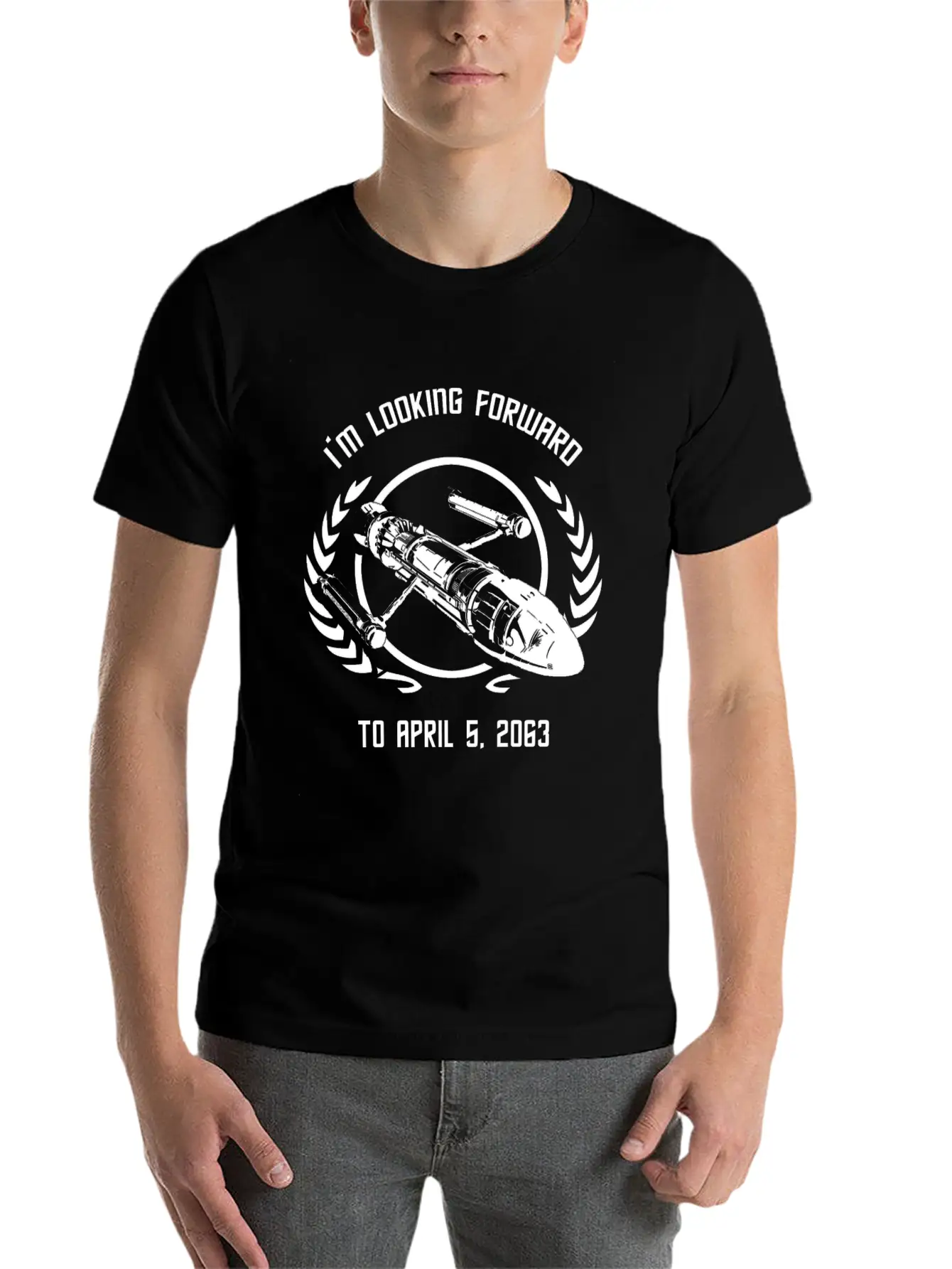 - I'm Looking Forward To April 5, 2063 Simple Everyday Graphic Tee – Lightweight Summer Wear