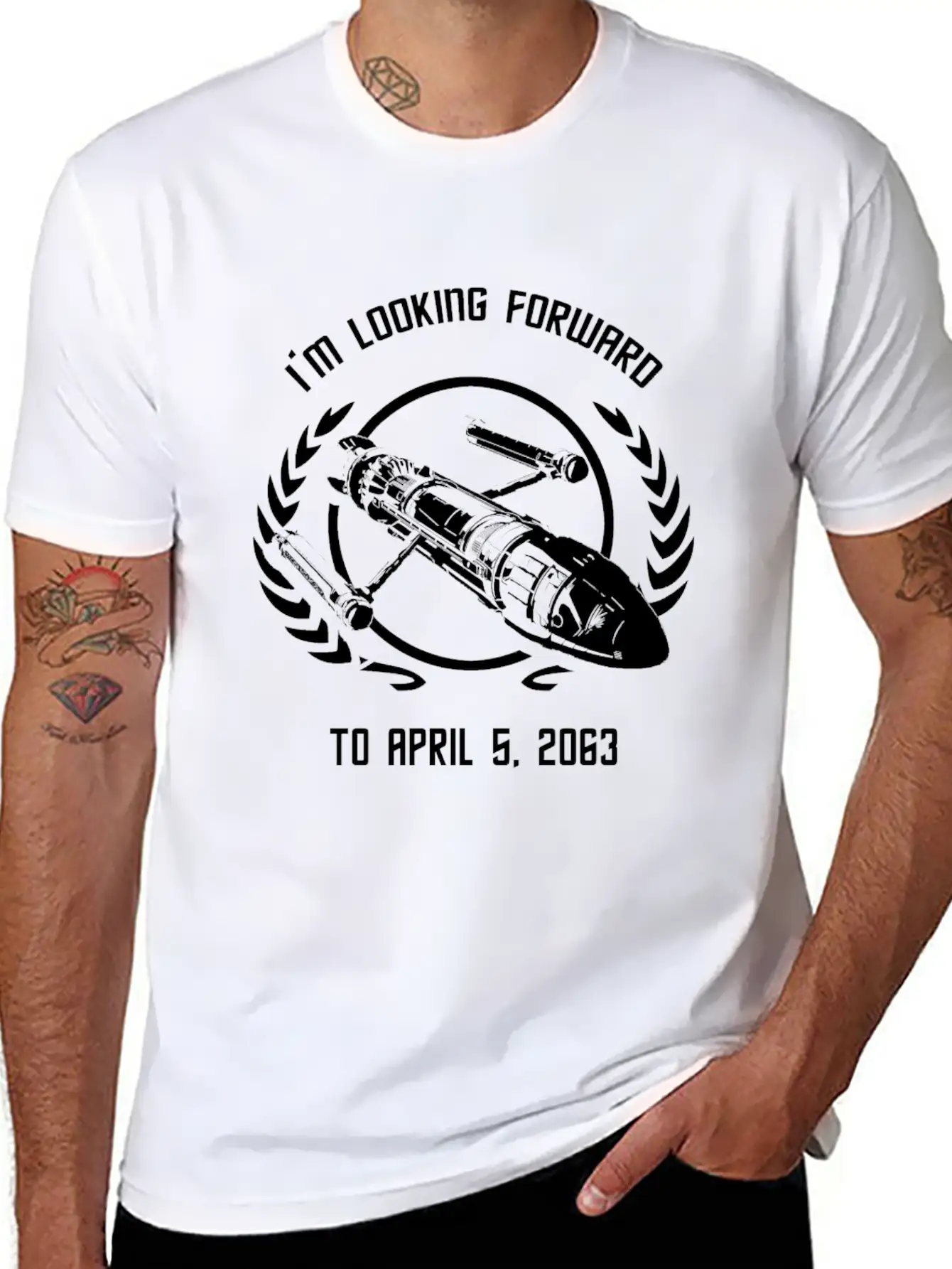- I'm Looking Forward To April 5, 2063 Simple Everyday Graphic Tee – Lightweight Summer Wear