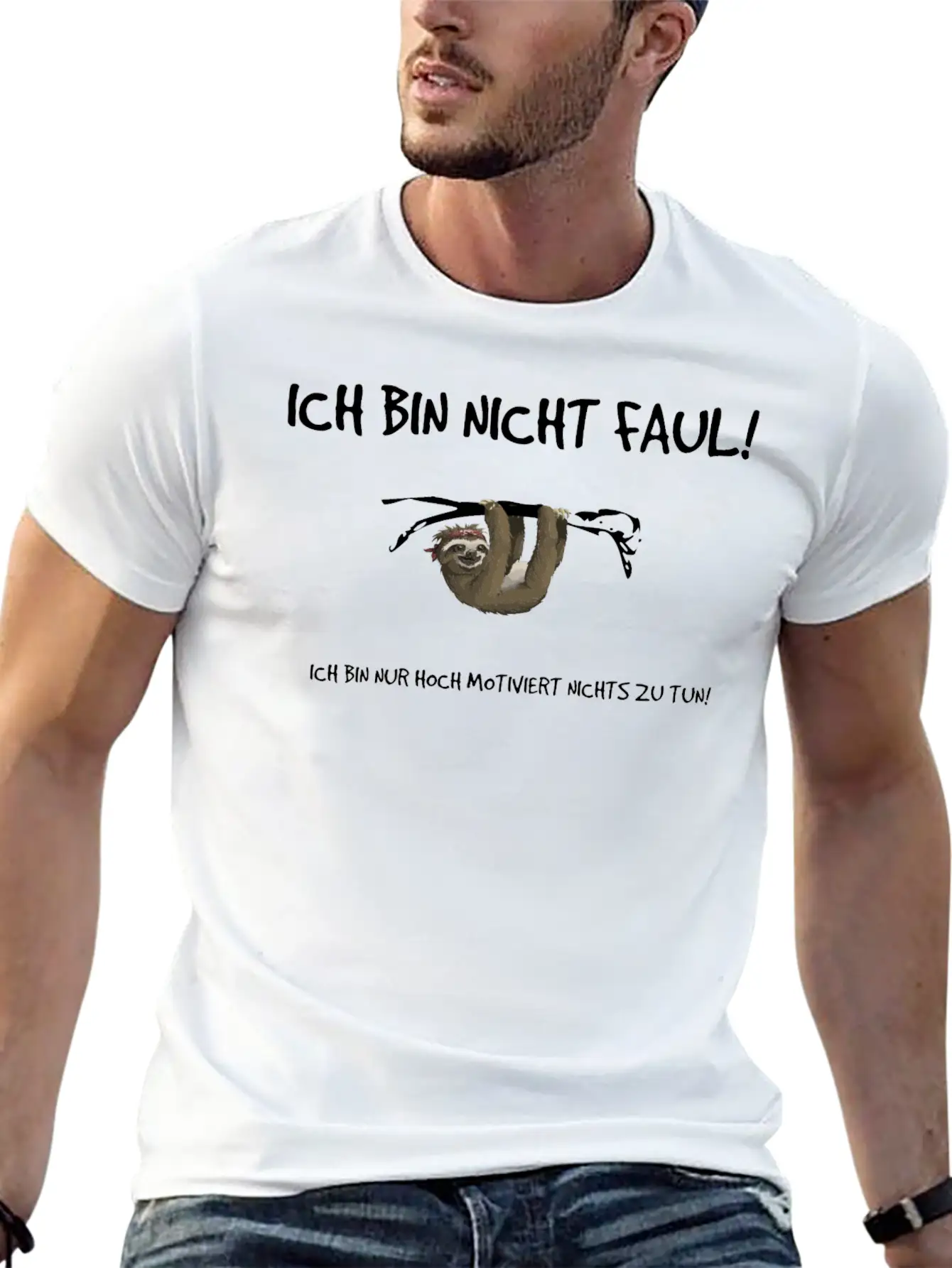 "I'm Not Lazy!" - Sloth Print Essential Cotton Tee For Daily Outfits – Unisex Style