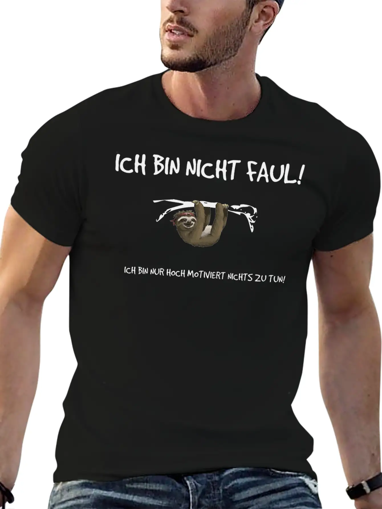 "I'm Not Lazy!" - Sloth Print Essential Cotton Tee For Daily Outfits – Unisex Style