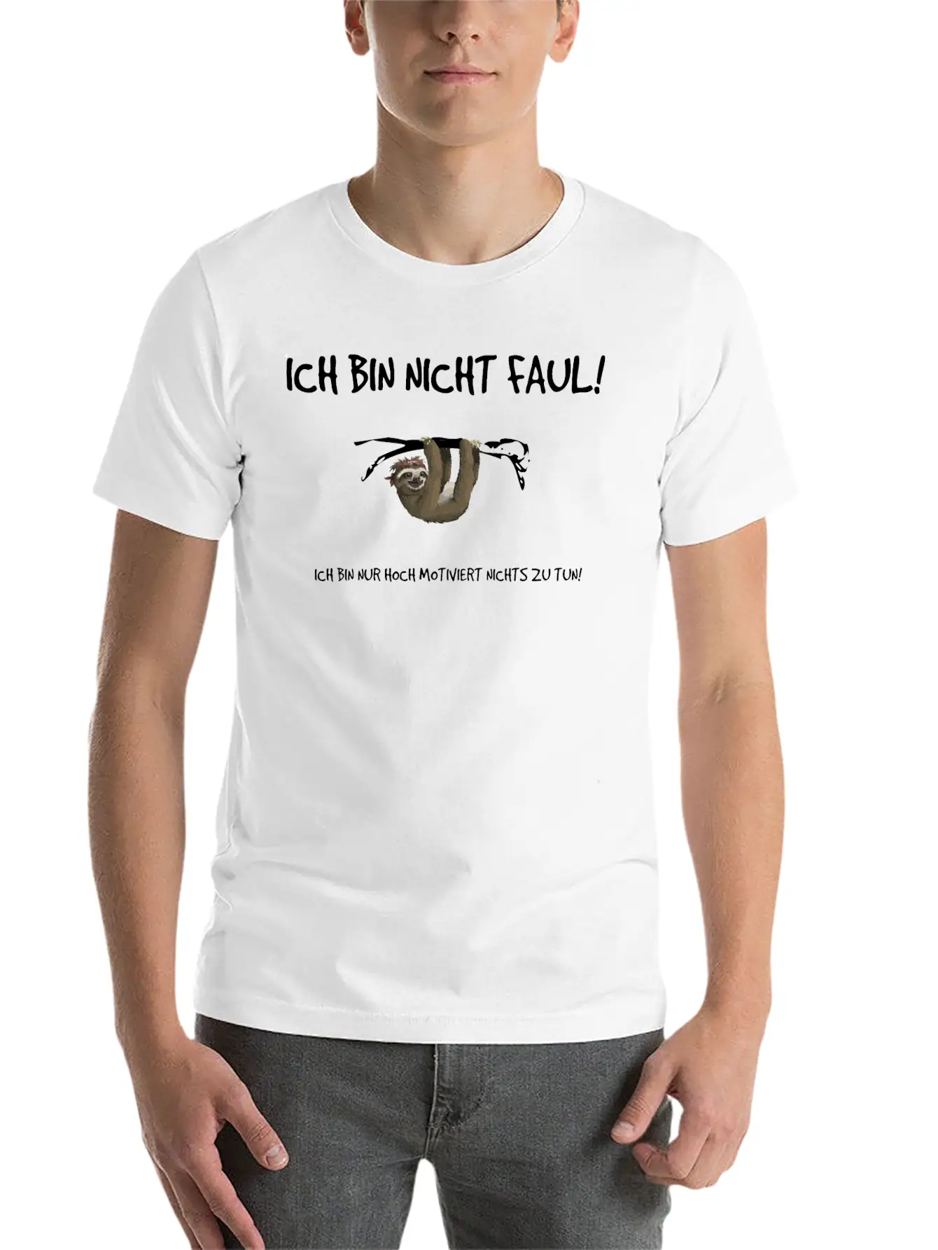"I'm Not Lazy!" - Sloth Print Essential Cotton Tee For Daily Outfits – Unisex Style