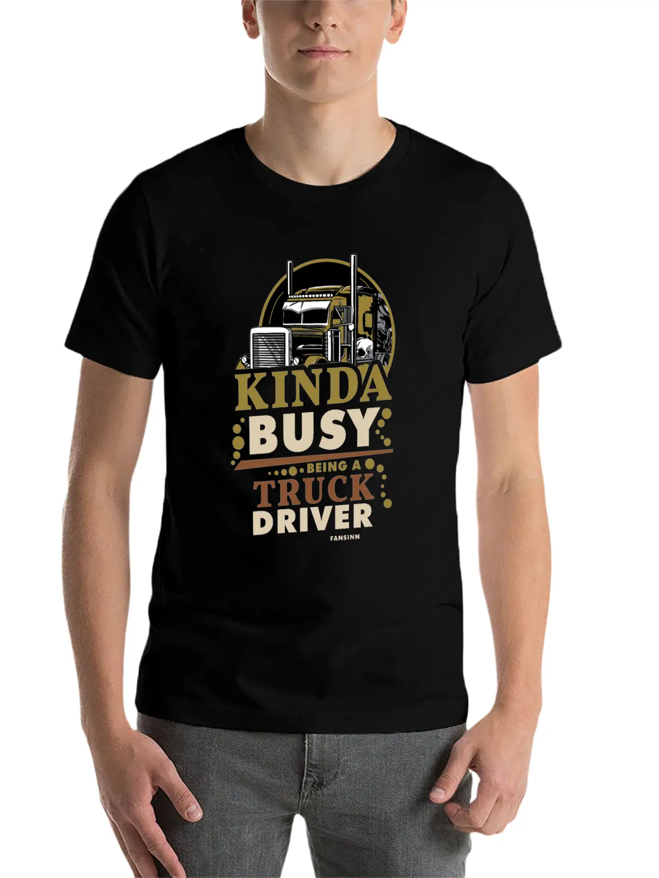Kinda Busy Being A Truck Driver Timeless Short Sleeve Tee – Comfy And Minimalist Design
